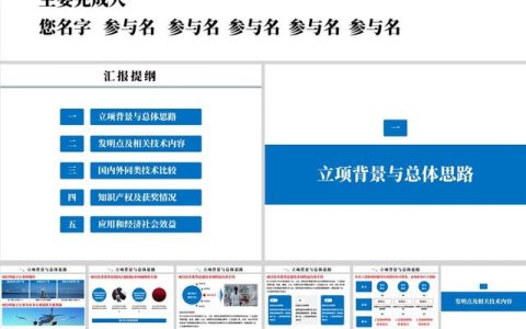 藍色國家技術(shù)發(fā)明獎推薦項目匯報PPT模板